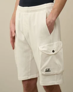 Best Sale C.P. Company Light Fleece Utility Shorts Gaze Hvid