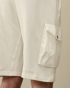 Best Sale C.P. Company Light Fleece Utility Shorts Gaze Hvid