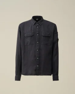 Fashion C.P. Company Lommeskjorte I Hor Total Eclipse-Blue