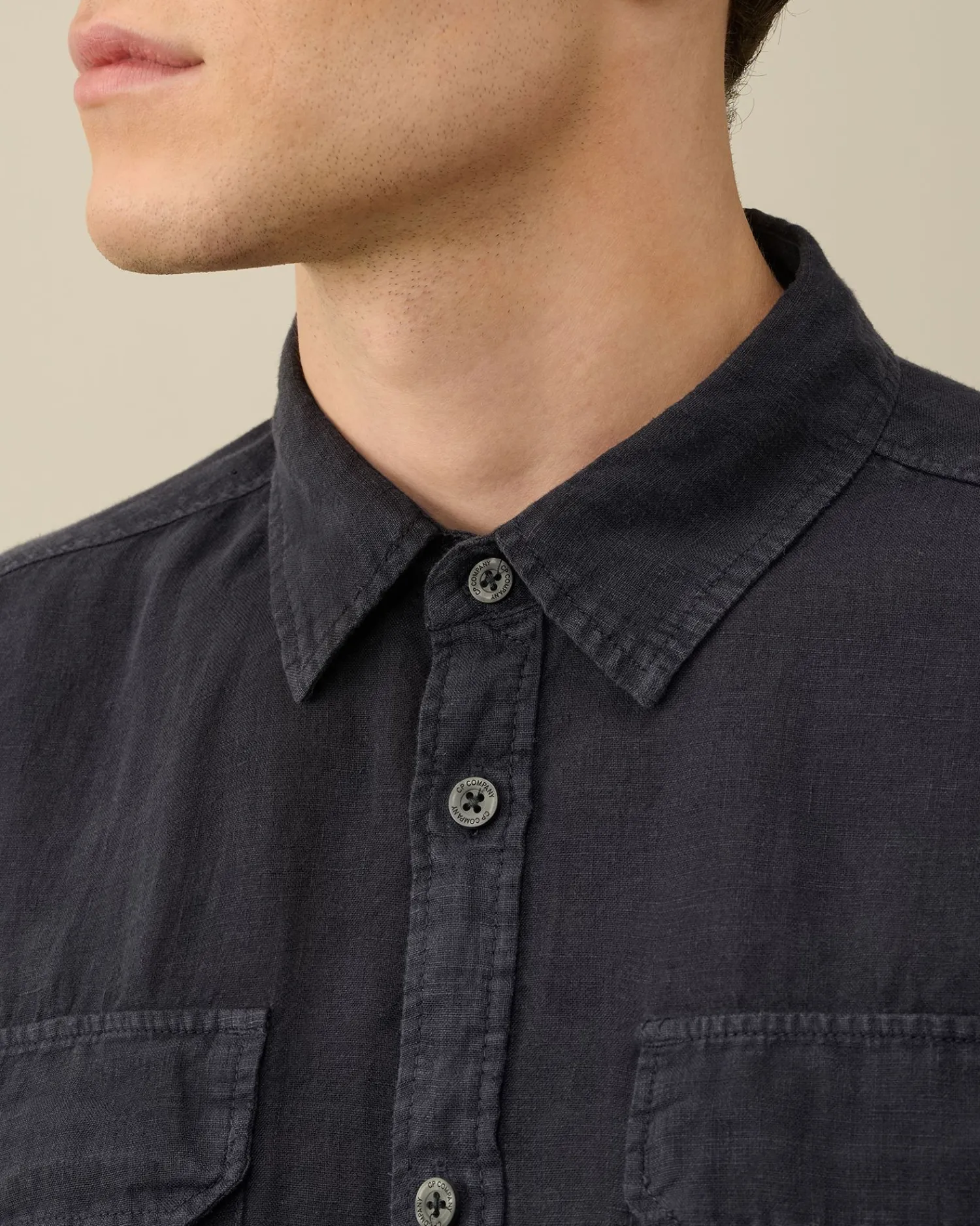 Fashion C.P. Company Lommeskjorte I Hor Total Eclipse-Blue