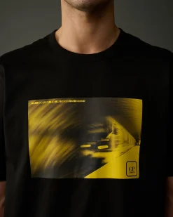 Online C.P. Company Metropolis Series Mercerized Jersey T-Shirt Med Grafisk Ansigt Hvid