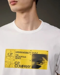 Hot C.P. Company Metropolis Series Mercerized Jersey Grafisk Badge T-Shirt Hvid