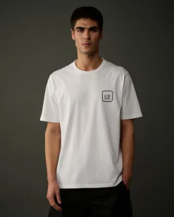 Hot C.P. Company Metropolis Series Mercerized Jersey T-Shirt Med Grafisk Ansigt Sort