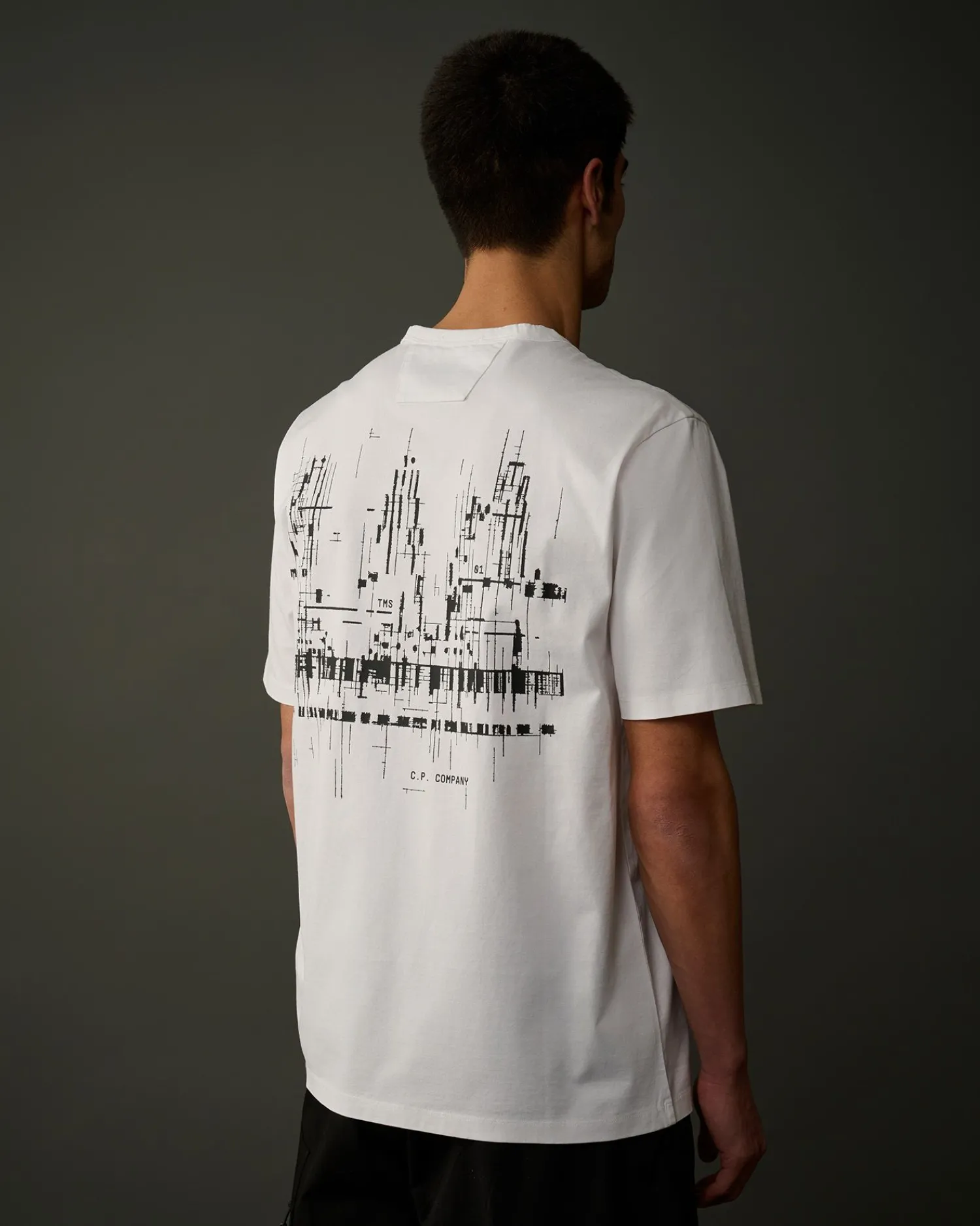 Hot C.P. Company Metropolis Series Mercerized Jersey T-Shirt Med Grafisk Ansigt Sort