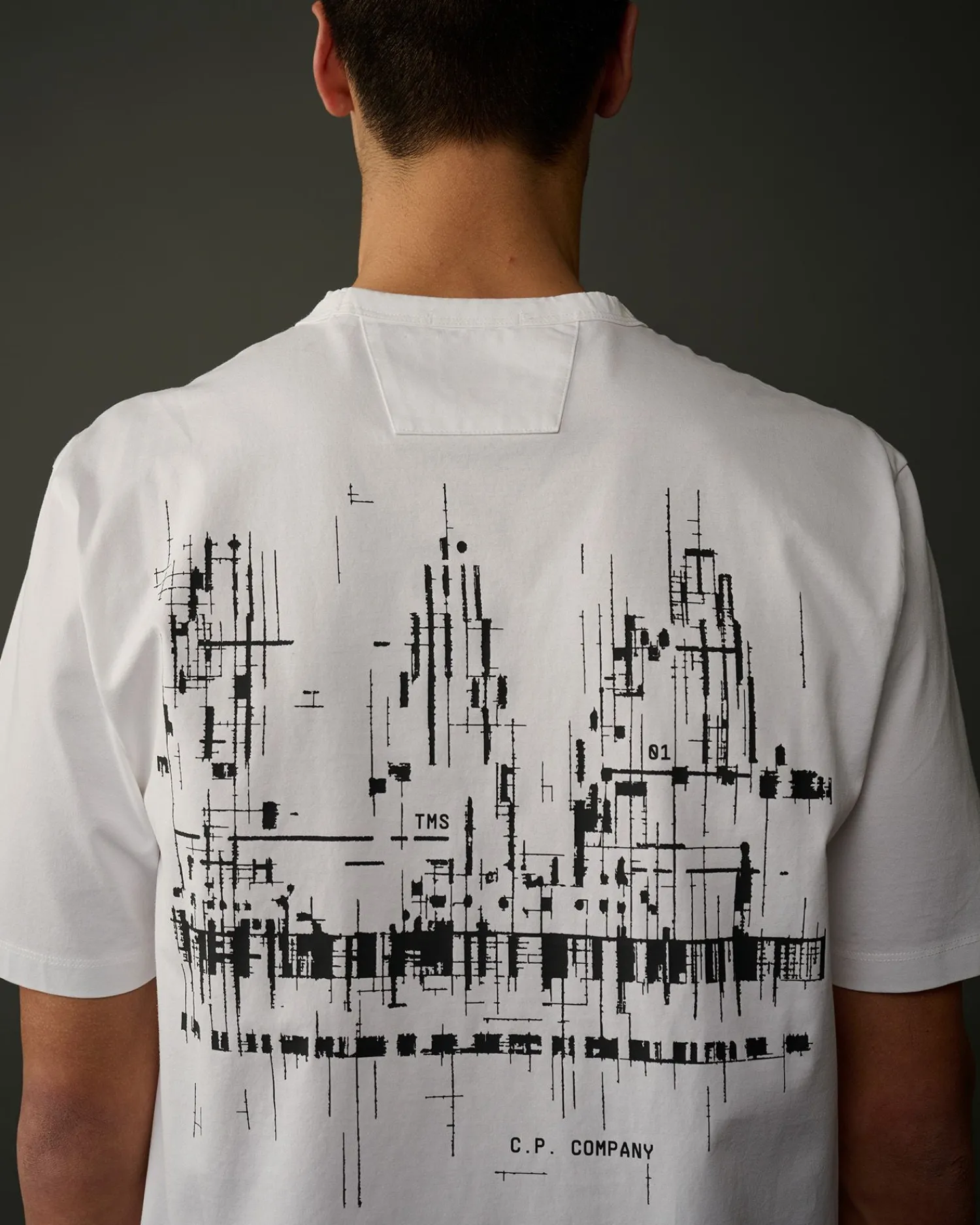 Hot C.P. Company Metropolis Series Mercerized Jersey T-Shirt Med Grafisk Ansigt Sort