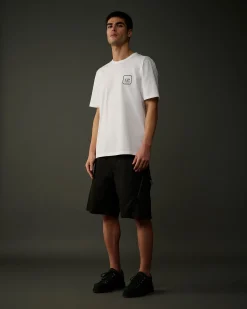 Hot C.P. Company Metropolis Series Mercerized Jersey T-Shirt Med Grafisk Ansigt Sort