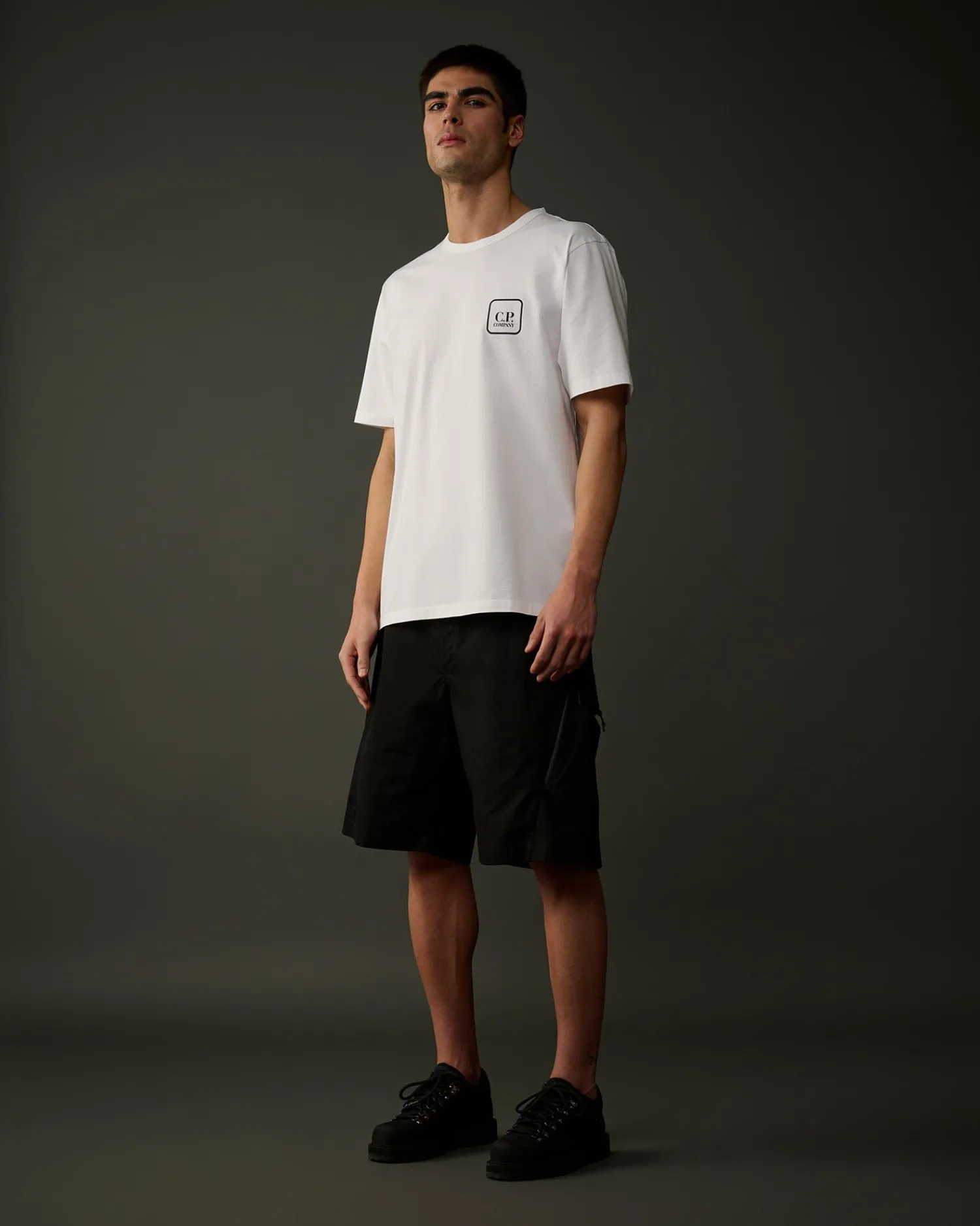 Hot C.P. Company Metropolis Series Mercerized Jersey T-Shirt Med Grafisk Ansigt Sort