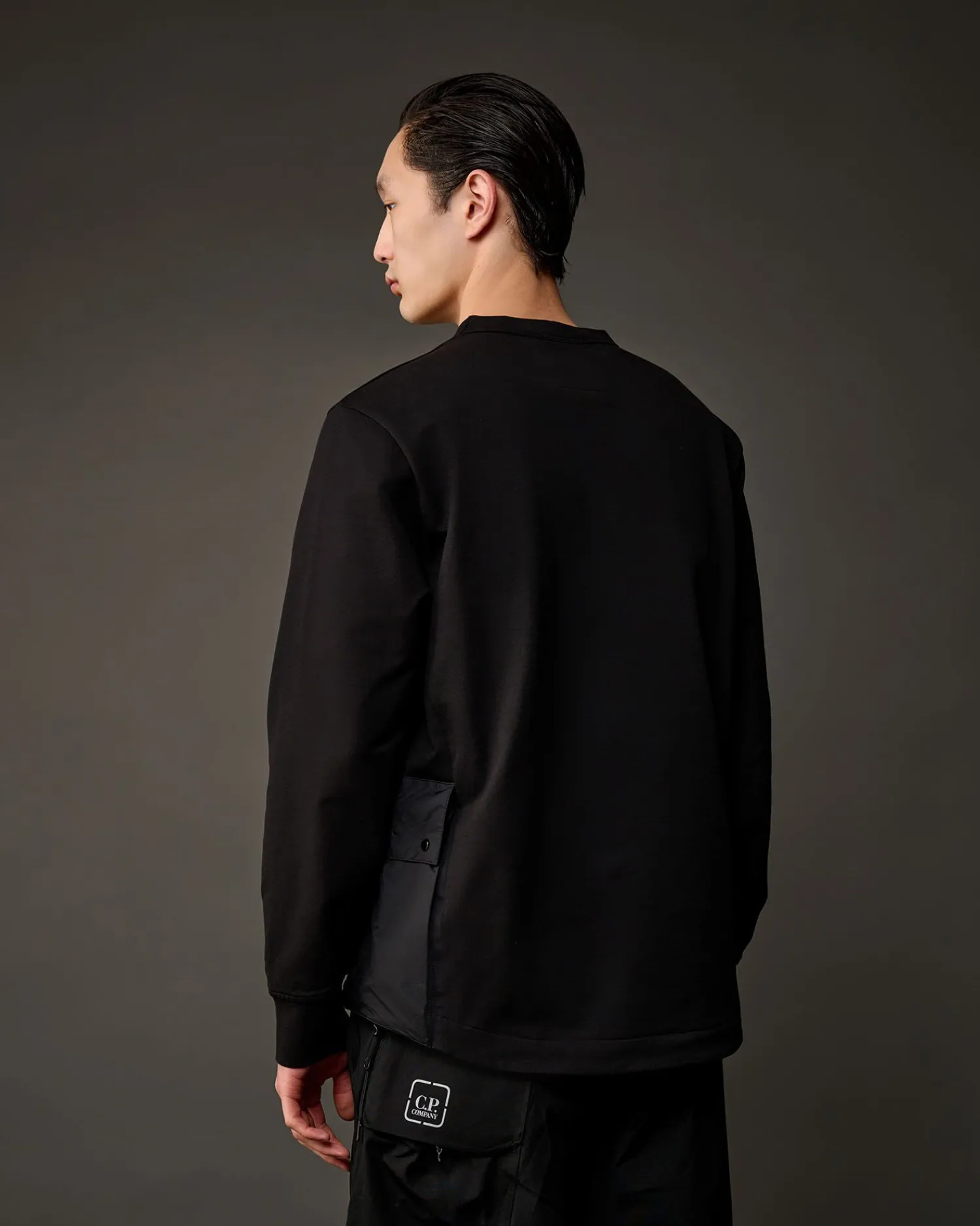 Discount C.P. Company Metropolis Series Stretch Fleece Logo Haettetroje Stovregn Gra