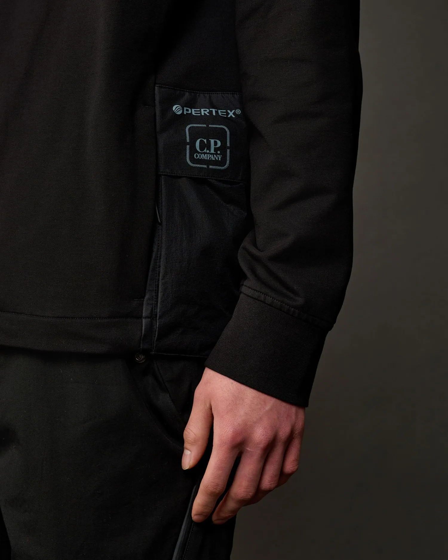 Discount C.P. Company Metropolis Series Stretch Fleece Logo Haettetroje Stovregn Gra