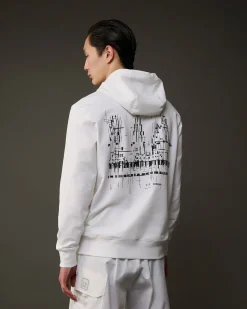 Clearance C.P. Company Metropolis Series Stretch Fleece Logo Haettetroje Hvid