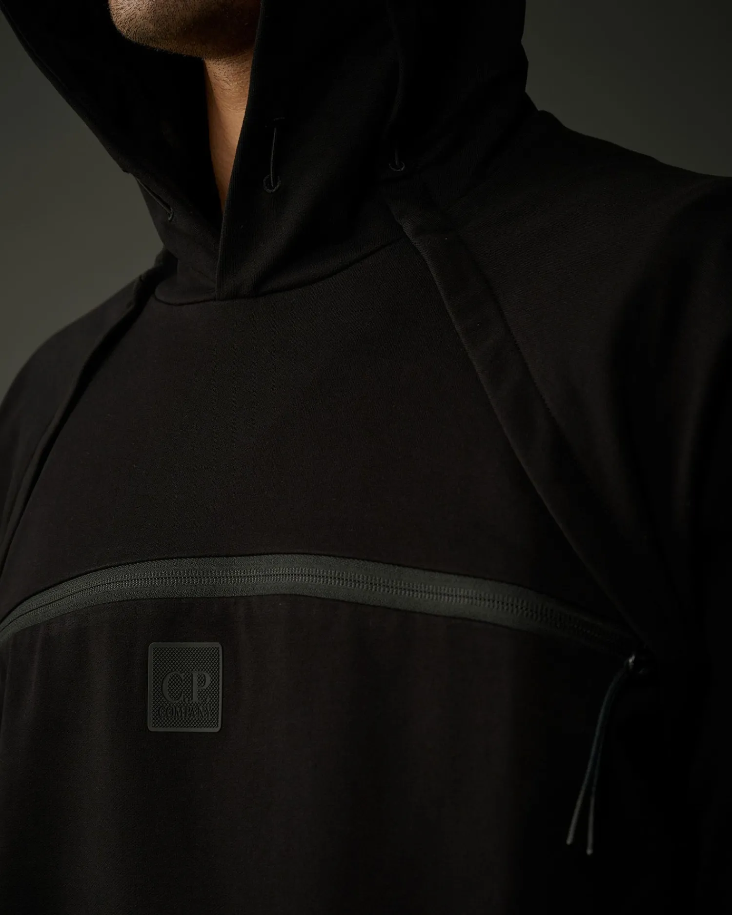 Hot C.P. Company Metropolis Series Stretch Fleece Logo Sweatshirt Turbulens-Gra