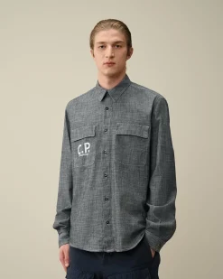 Online C.P. Company Popeline Workwear-Skjorte I Bomuld Stovregn Gra