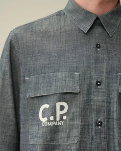 Online C.P. Company Popeline Workwear-Skjorte I Bomuld Stovregn Gra