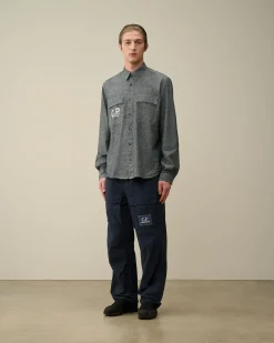 Online C.P. Company Popeline Workwear-Skjorte I Bomuld Stovregn Gra