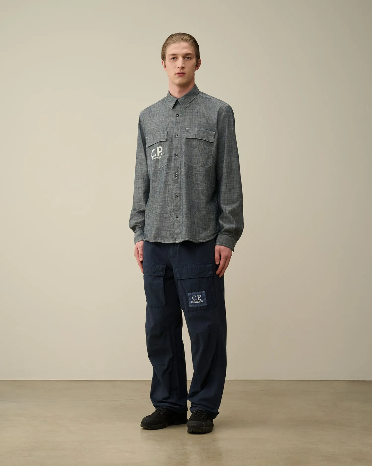 Online C.P. Company Popeline Workwear-Skjorte I Bomuld Stovregn Gra