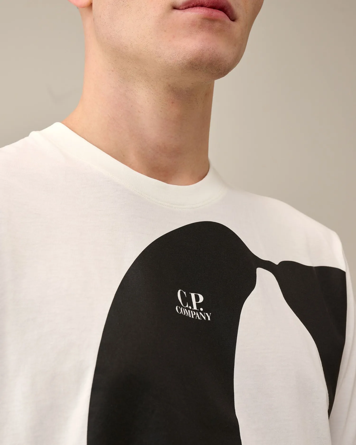 Cheap C.P. Company Sea Island Logo Strik Gaze Hvid