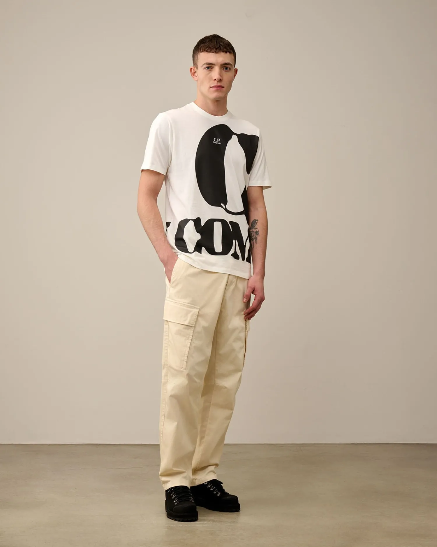 Cheap C.P. Company Sea Island Logo Strik Gaze Hvid