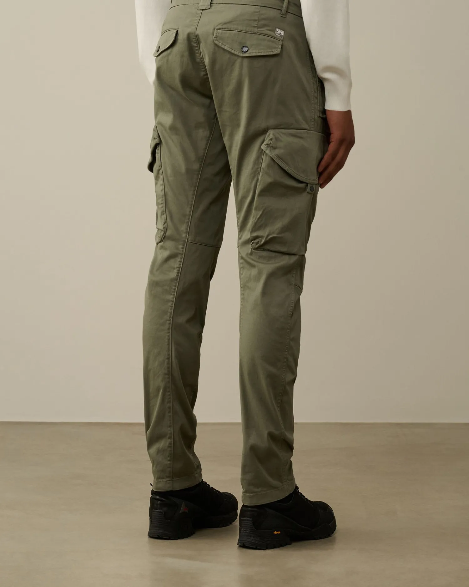 Discount C.P. Company Straek Satin Ergonomisk Logo Cargo Bukser Sort