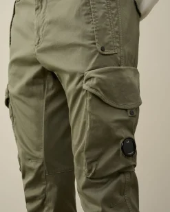 Discount C.P. Company Straek Satin Ergonomisk Logo Cargo Bukser Sort