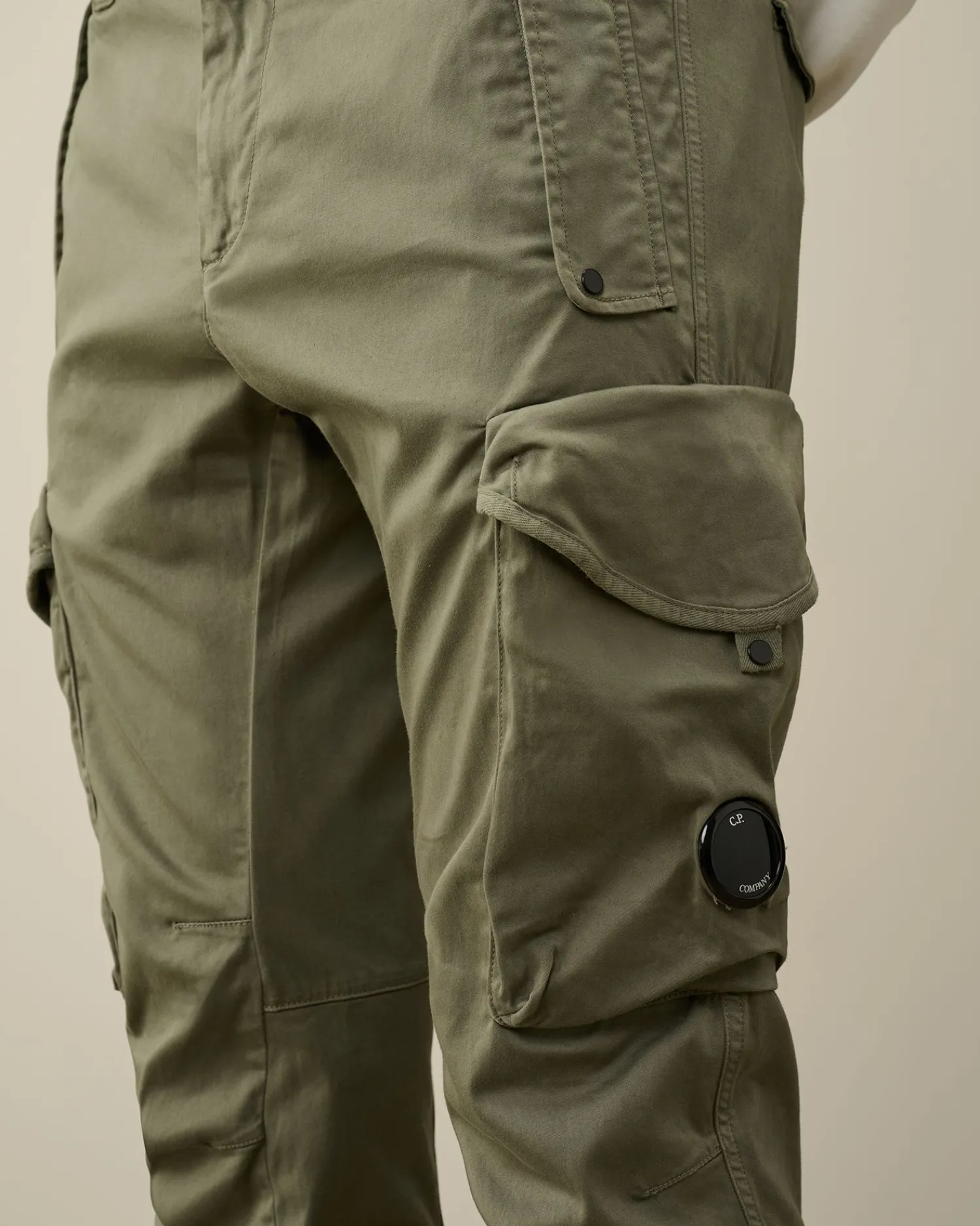 Discount C.P. Company Straek Satin Ergonomisk Logo Cargo Bukser Sort