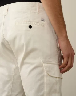 Discount C.P. Company Straek Satin Ergonomiske Cargobukser Gaze Hvid