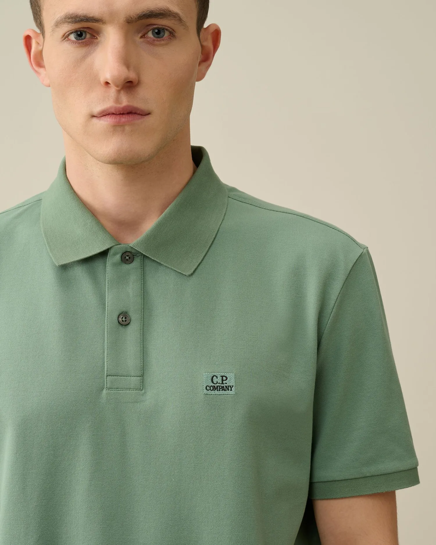 Discount C.P. Company Stretch Piquet Almindelig Langaermet Poloshirt Sort
