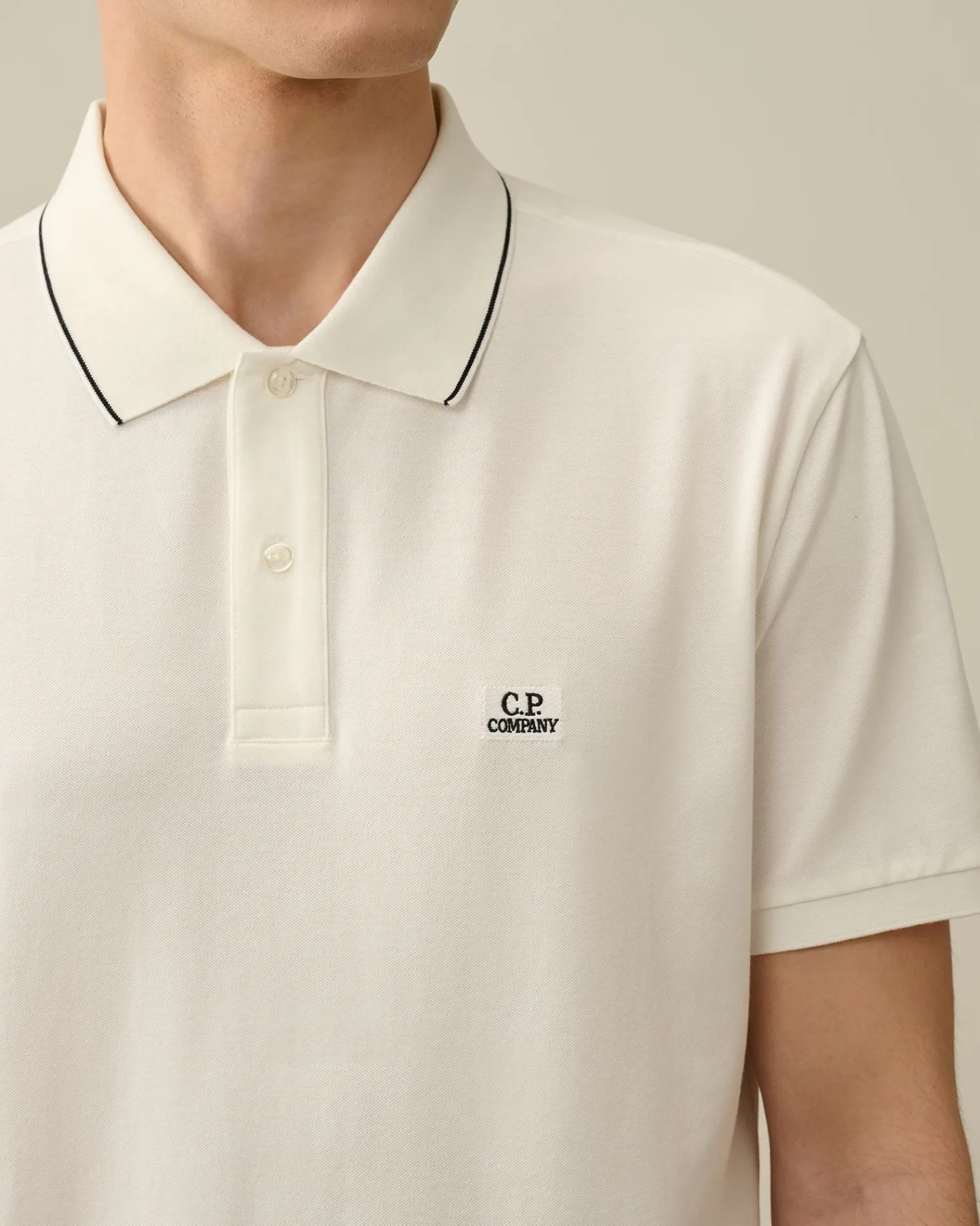 Online C.P. Company Stretch Piquet Almindelig Langaermet Poloshirt Total Eclipse-Blue