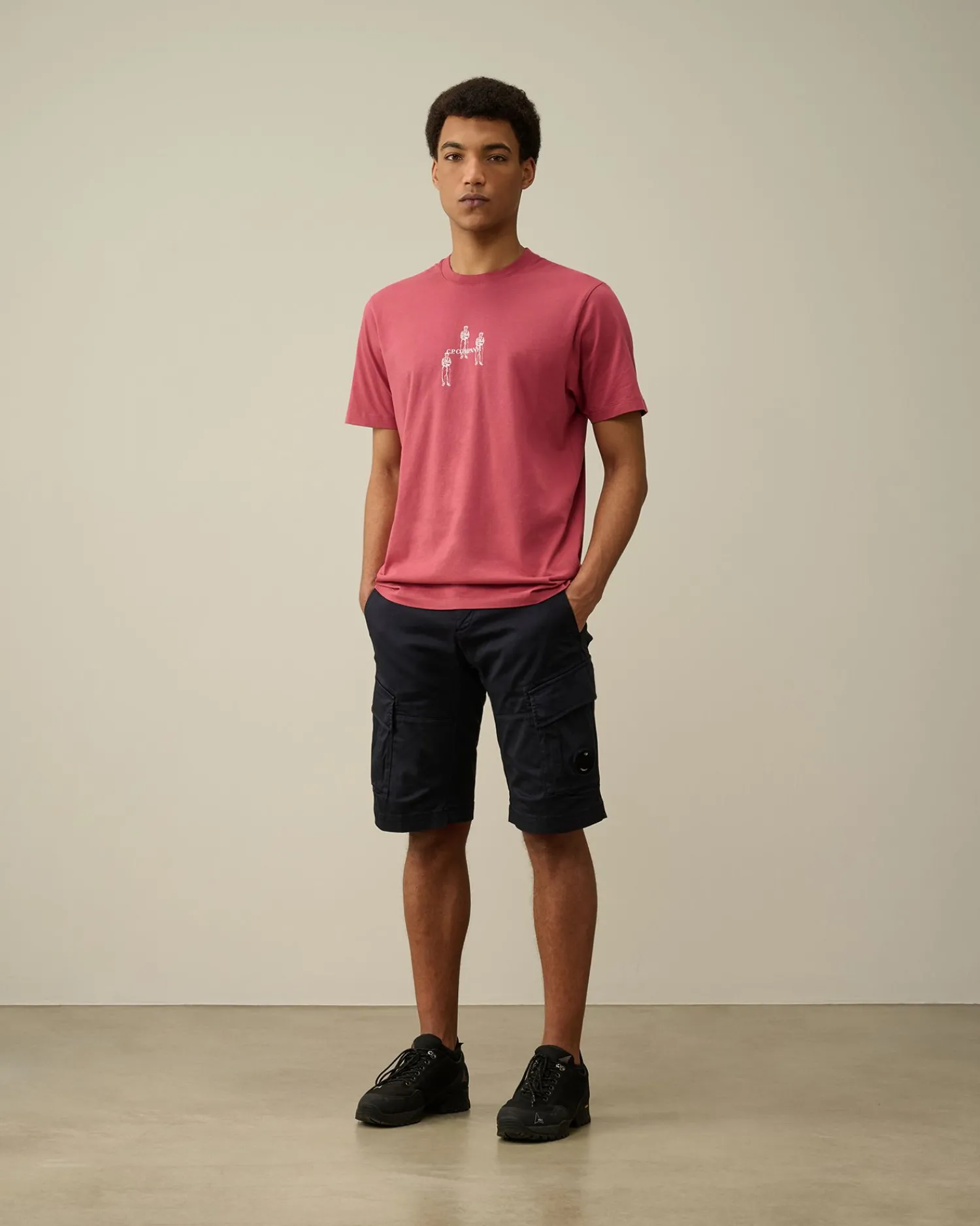 Shop C.P. Company Stretch Satin Cargo Shorts Total Eclipse-Blue