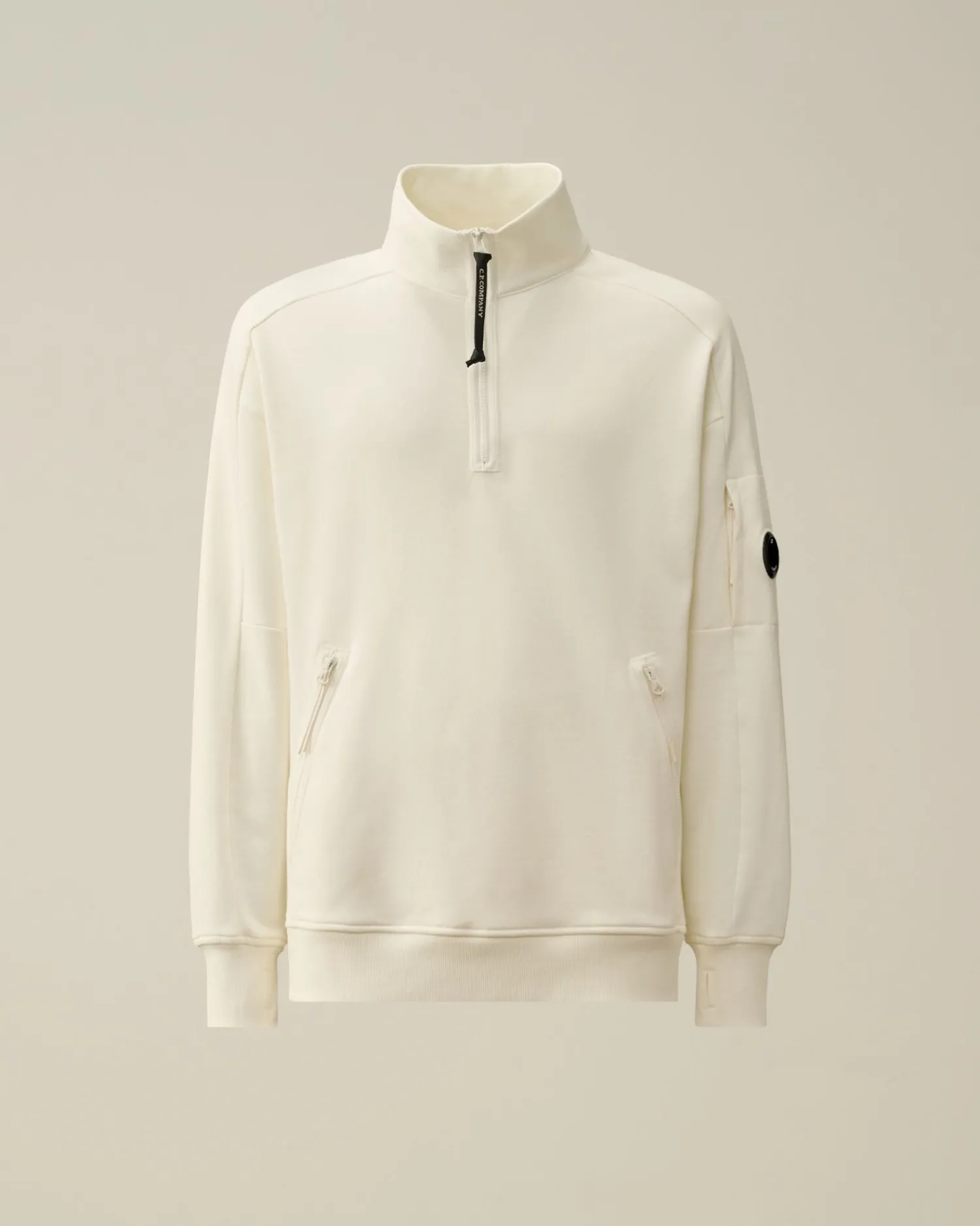 Best C.P. Company Sweatshirt Med Diagonal Fleece I Bomuld Blaek Bla