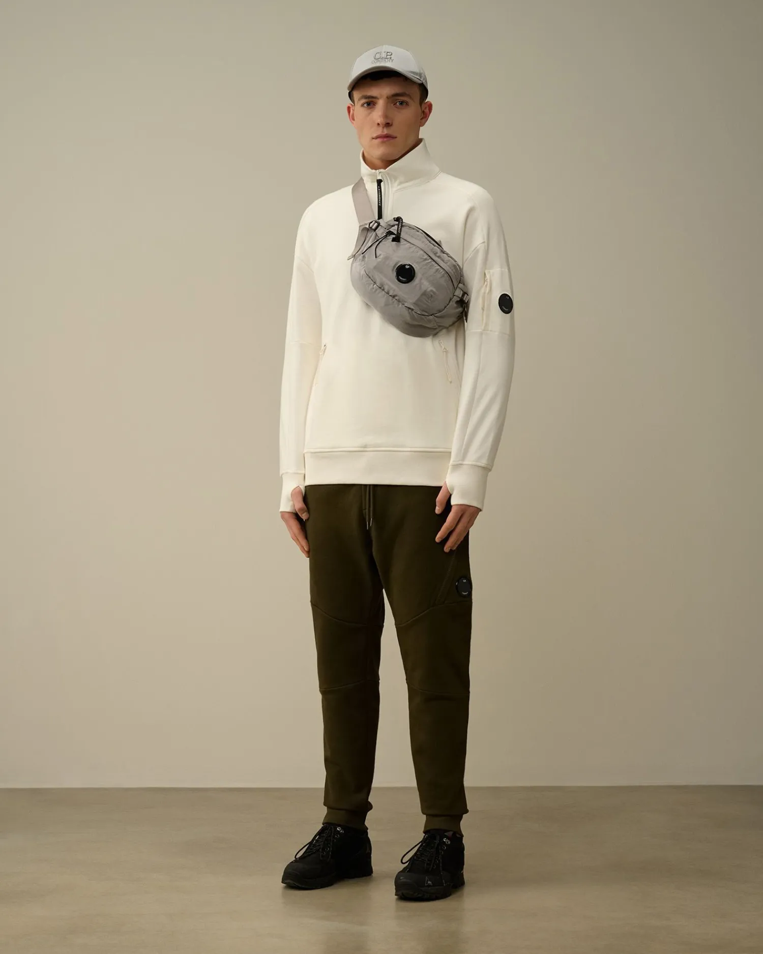 Best C.P. Company Sweatshirt Med Diagonal Fleece I Bomuld Blaek Bla