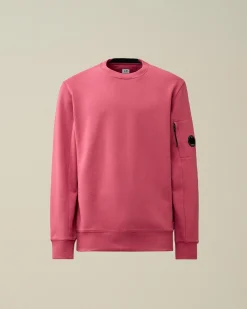 Fashion C.P. Company Sweatshirt Med Diagonal Fleece I Bomuld Rod Knop