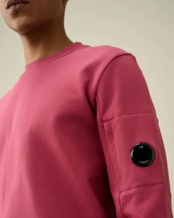 Fashion C.P. Company Sweatshirt Med Diagonal Fleece I Bomuld Rod Knop