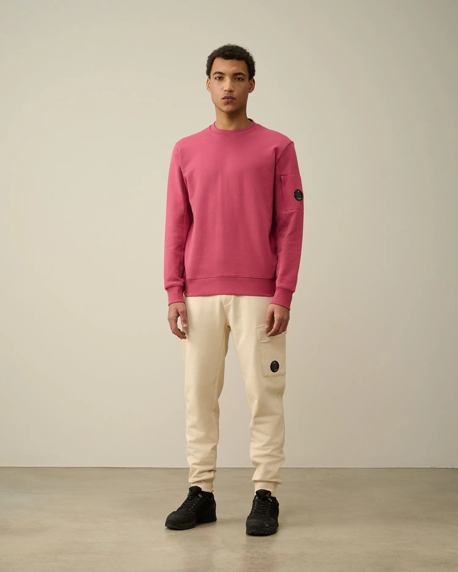 Fashion C.P. Company Sweatshirt Med Diagonal Fleece I Bomuld Rod Knop