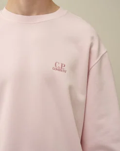 New C.P. Company Sweatshirt Med Diagonal Fleece I Bomuld Himmelsk Pink