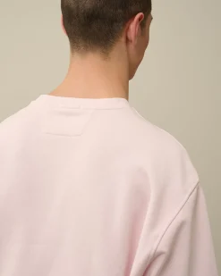 New C.P. Company Sweatshirt Med Diagonal Fleece I Bomuld Himmelsk Pink