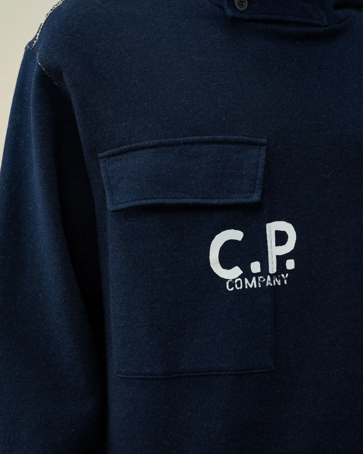 Best Sale C.P. Company Sweatshirt Med Diagonal Fleece I Bomuld Rod Knop