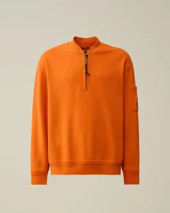 Clearance C.P. Company Sweatshirt Med Diagonal Fleece I Bomuld Guld Flamme-Orange