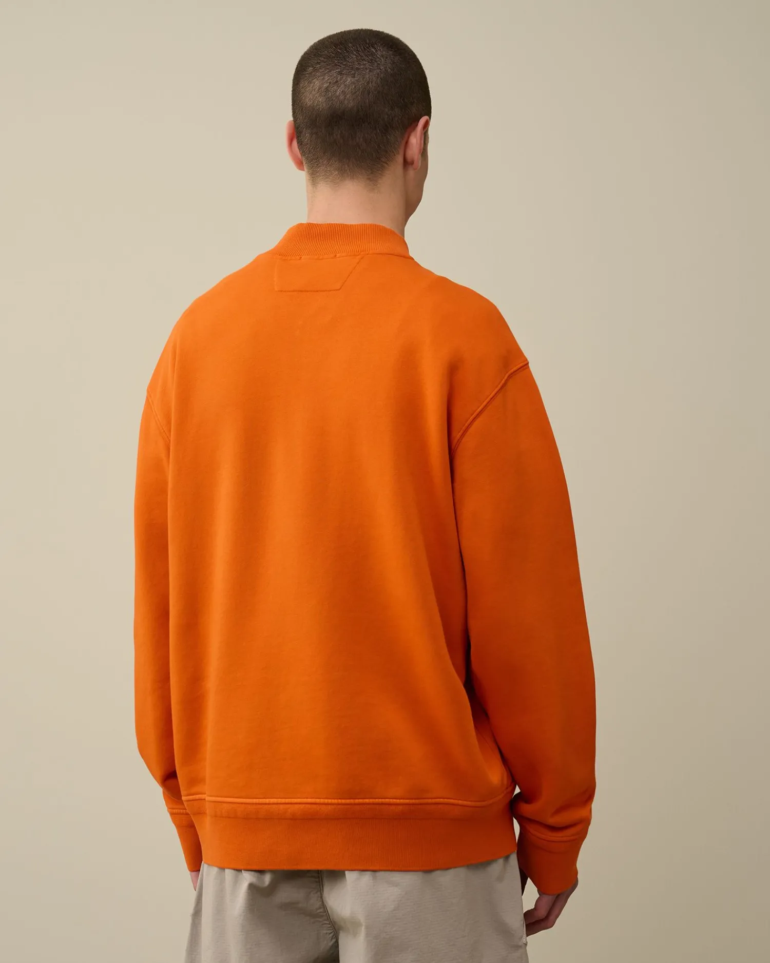 Clearance C.P. Company Sweatshirt Med Diagonal Fleece I Bomuld Guld Flamme-Orange