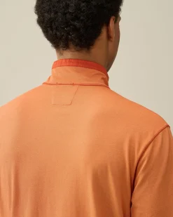 Online C.P. Company Tacting Piquet Poloshirt Med Lynlas Guld Flamme-Orange