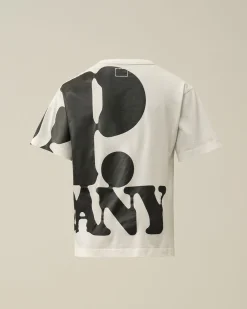 Cheap C.P. Company U16 Bomuldsjersey 30/1 Grafisk T-Shirt Gaze Hvid