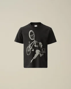 Discount C.P. Company U16 Bomuldsjersey 30/1 Grafisk T-Shirt Gaze Hvid