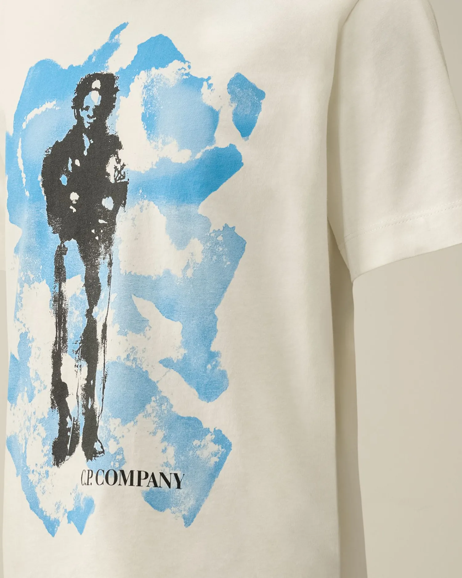 Fashion C.P. Company U16 Bomuldsjersey 30/1 Logo T-Shirt Gaze Hvid