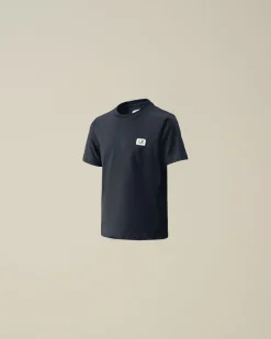 Fashion C.P. Company U16 Bomuldsjersey 30/1 Logo-T-Shirt Med Labelstil Gra Melange