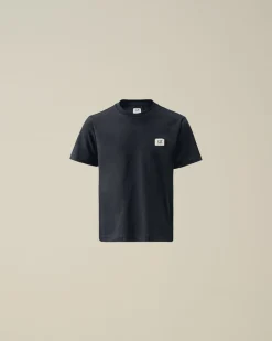 Fashion C.P. Company U16 Bomuldsjersey 30/1 Logo-T-Shirt Med Labelstil Gra Melange