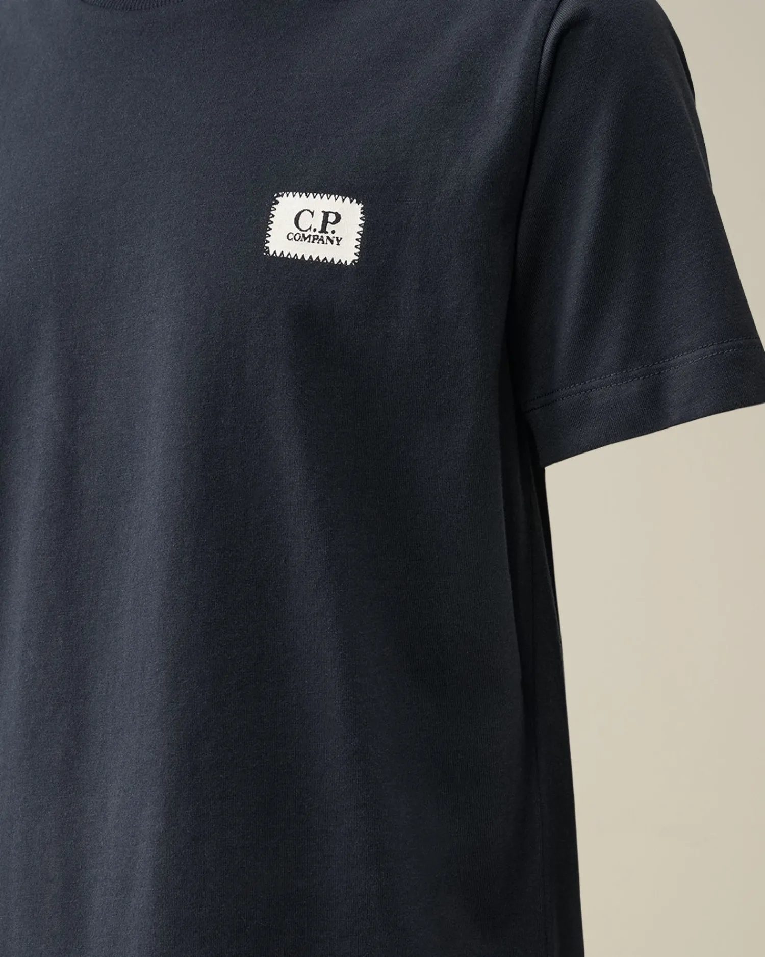 Fashion C.P. Company U16 Bomuldsjersey 30/1 Logo-T-Shirt Med Labelstil Gra Melange