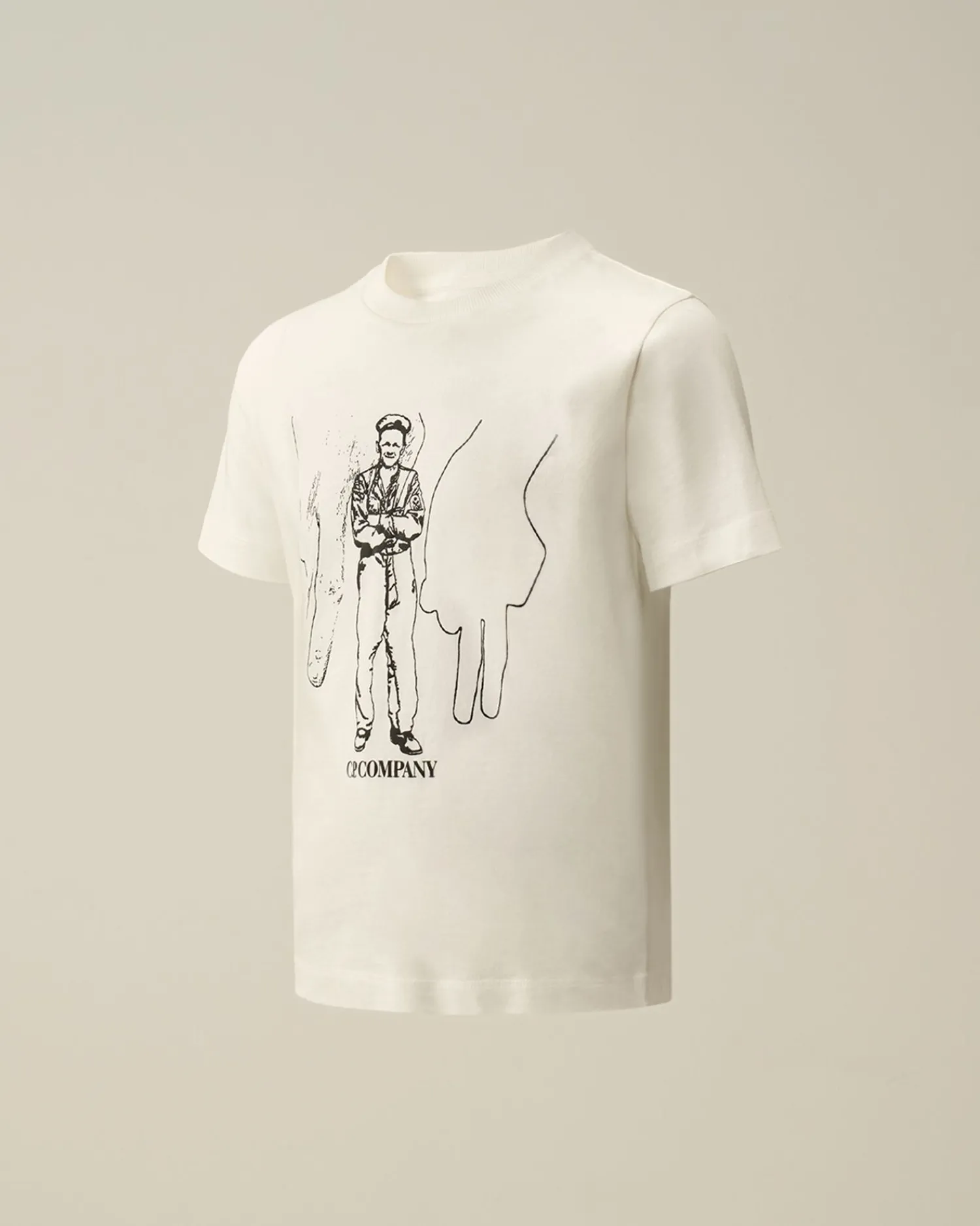 Fashion C.P. Company U16 Bomuldstroje 30/1 Maxi Logo T-Shirt Gaze Hvid