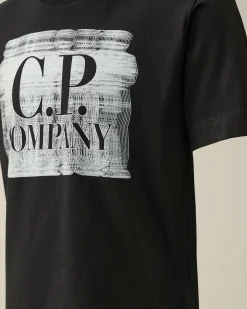 Shop C.P. Company U16 Bomuldstroje 30/1 Oversized Grafisk T-Shirt Gaze Hvid