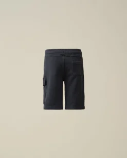 Fashion C.P. Company U16 Diagonal Fleece Cargo Shorts Total Eclipse-Blue