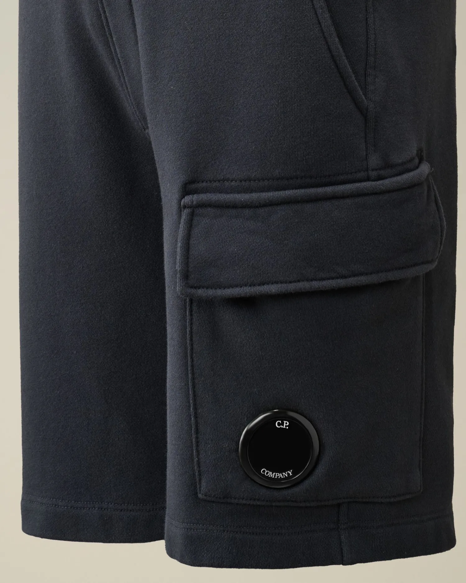 Fashion C.P. Company U16 Diagonal Fleece Cargo Shorts Total Eclipse-Blue