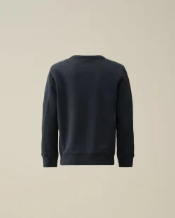 Discount C.P. Company U16 Diagonal Fleece Logo Sweatshirt Total Eclipse-Blue